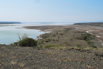 An aerial view of lake against sky, Lake Magadi, Kenya