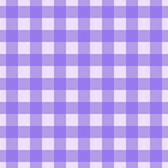Vector gingham striped checkered blanket tablecloth. Seamless white purple table cloth napkin pattern background with natural textile texture. Country fabric material for breakfast or dinner picnic