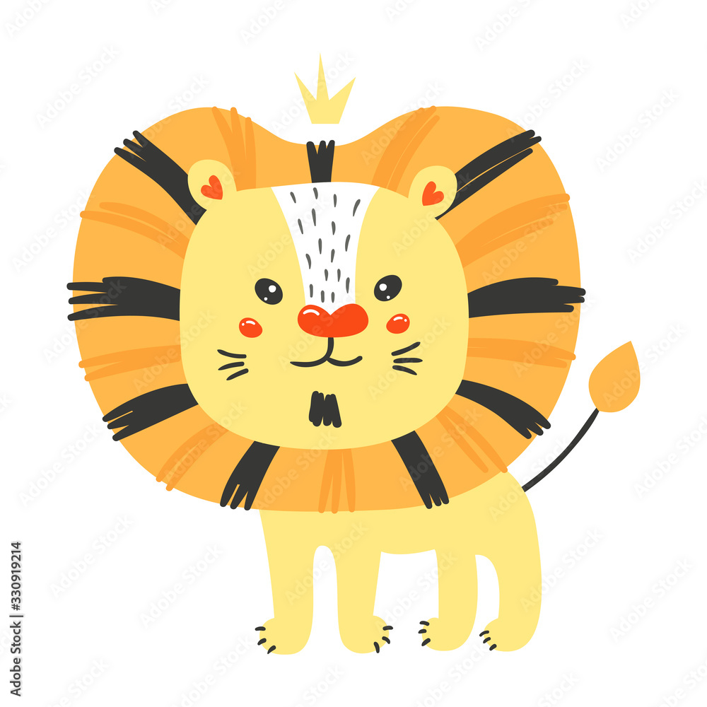 Wall mural vector cute lion.