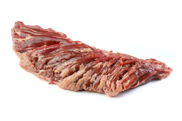 raw skirt-steak on a white background