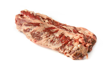 raw skirt-steak on a white background