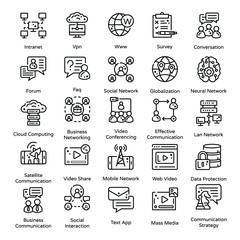 Network and Communication Line Icons Pack 