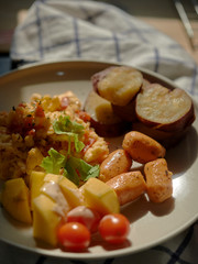 Disk of delicious and simple breakfast