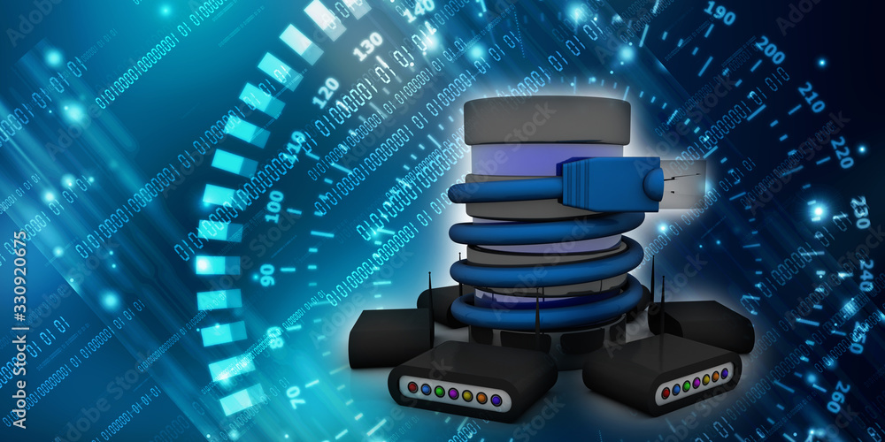 Aufkleber 3d rendering transmitter wifi with database