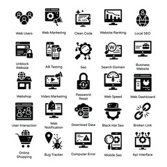 Seo Optimization and Web Solid Icons Pack 