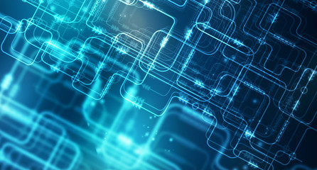 2d illustration Abstract futuristic electronic circuit technology background