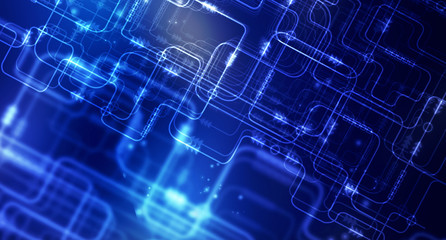 2d illustration Abstract futuristic electronic circuit technology background