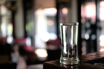 Glass of water on table