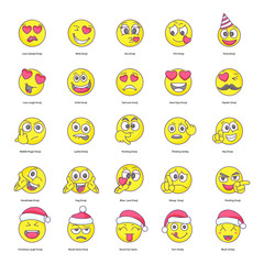 Set OF Cute Love Emotag Flat Icons 