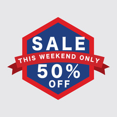 50 Percent Sale Banner Label Vector Illustration