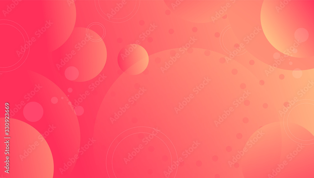 Poster orange futuristic background with different geometric shapes 3d circle sphere and dots vector graphi
