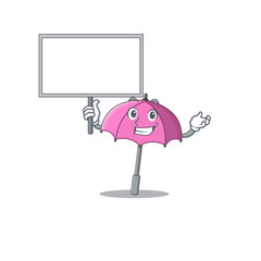 Pink umbrella cute cartoon character bring a board