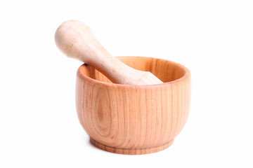 Wooden mortar with a pusher