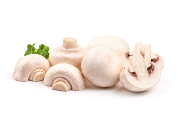 Fresh Champignon mushrooms, isolated on white background