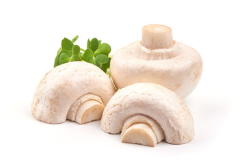Fresh Champignon mushrooms, isolated on white background