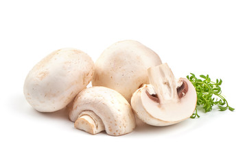 Champignon mushrooms, isolated on white background