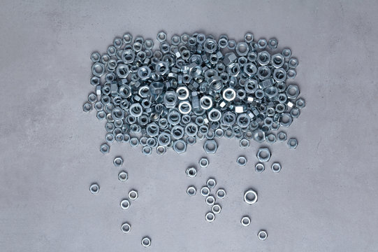 Shape cloud with rain made of metal nuts