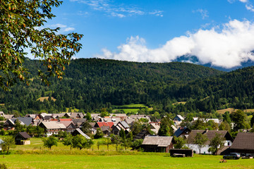 Fototapeta na wymiar View of Stara Fuzina, Slovenia