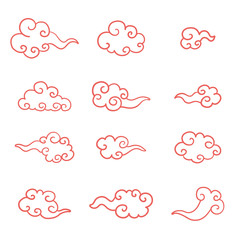 Collection of Chinese cloud. Vector illustration.