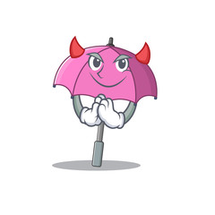 A picture of pink umbrella in devil cartoon design