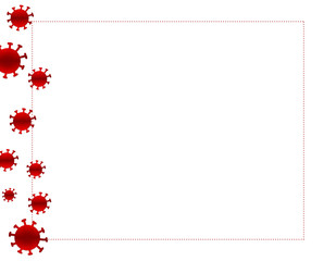 In year 2019, corona covid-19 virus spread by Chinese from China. It spread throughout the body and damage the lung tissue. Drawing on white copy space line frame background presentation template. 