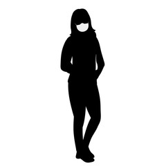 isolated, silhouette in a medical mask, woman, virus