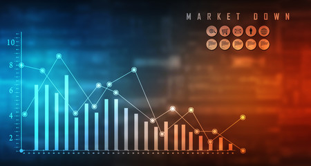 2d rendering Stock market online business concept. business Graph 