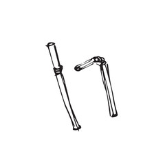 Plastic tubes for drinking isolated on white background. Vector hand drawn outline illustration, sketch style. Refuse plastic. Plastic waste for recycling. Pollution and ecology theme. Vector element 