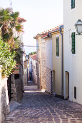 Empty, narrow streets in Croatia on the island of Krk