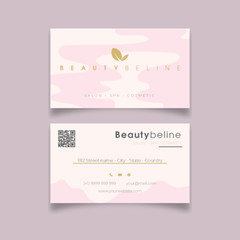 Beauty gold Leaf with landscape background simple business card template