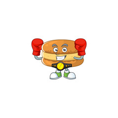 A sporty boxing of chocolate macarons mascot design style