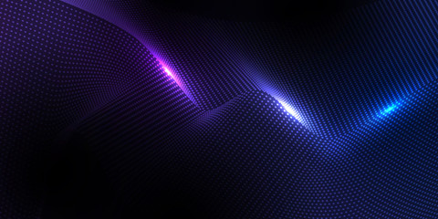 Obraz premium Abstract geometric pattern and background poster with dynamic waves. technology Particle Mist network Cyber security Vector illustration.