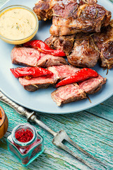 Grilled beef steaks