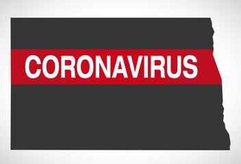 North Dakota USA federal state map with Coronavirus warning illustration