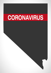 Nevada USA federal state map with Coronavirus warning illustration