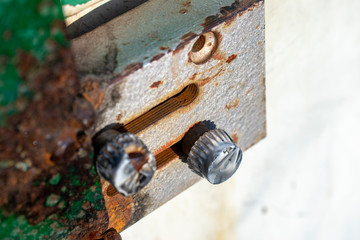 Old rusty padlock with two heck