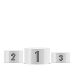 White blank winners podium. Pedestal. Vector illustration.