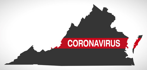 Obraz premium Virginia USA federal state map with Coronavirus warning illustration