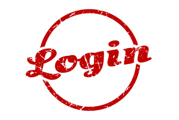 login sign. login round vintage grunge stamp. login