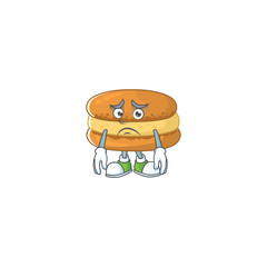 chocolate macarons mascot design style with worried face
