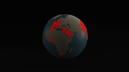 Corona Virus Pandemic Outbreak Globe made out of Spheres Africa and Europe 3d illustration 3d render