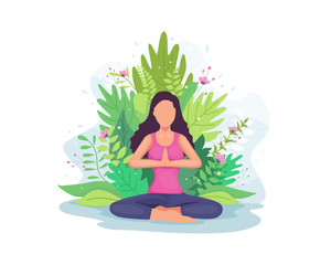 Vector illustration Woman doing yoga exercise