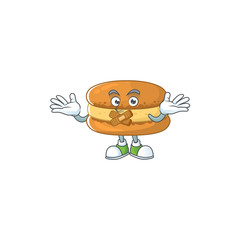 Chocolate macarons cartoon character design concept showing silent gesture