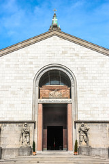Udine, Italy. Beautiful architecture of catholic church (Parrocchia di San Nicolò Vescovo al Tempio Ossario) in Udine.