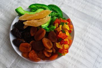 Oriental sweets on a plate. View from above.