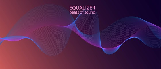 Big Data Stream Neon Tech Equalizer. Data Fractal Slide. Futuristic Vector Equalizer. 3D 