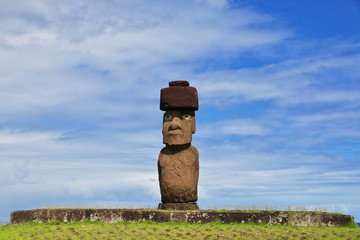 Rapa Nui. The statue Moai in Ahu Tahai on Easter Island, Chile