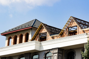 Close up of building a new rooof. Construction industry