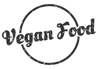 vegan food sign. vegan food round vintage grunge stamp. vegan food
