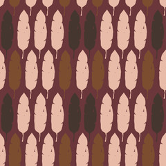 Hipster Tropical Vector Seamless Pattern. Nice Summer Textile. Doodle Floral Background. Feather Monstera 